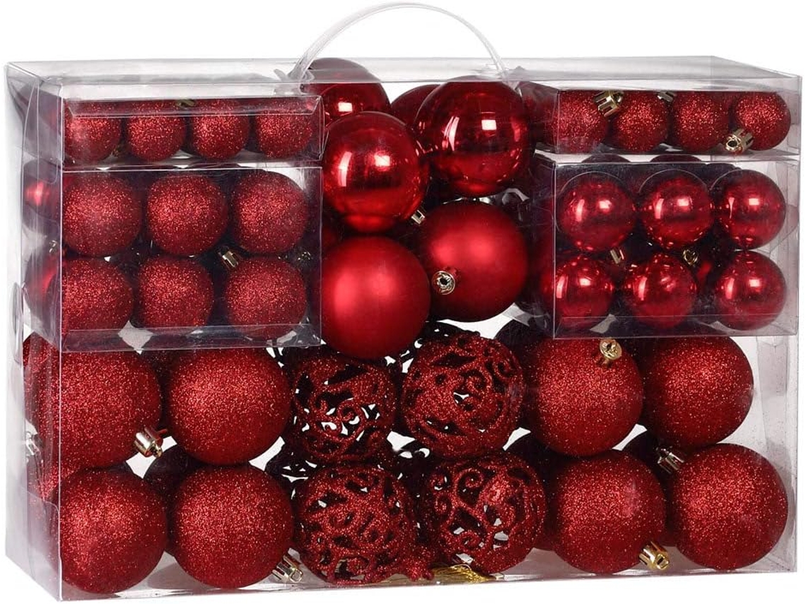 100 bolas navideñas de varios tamaños