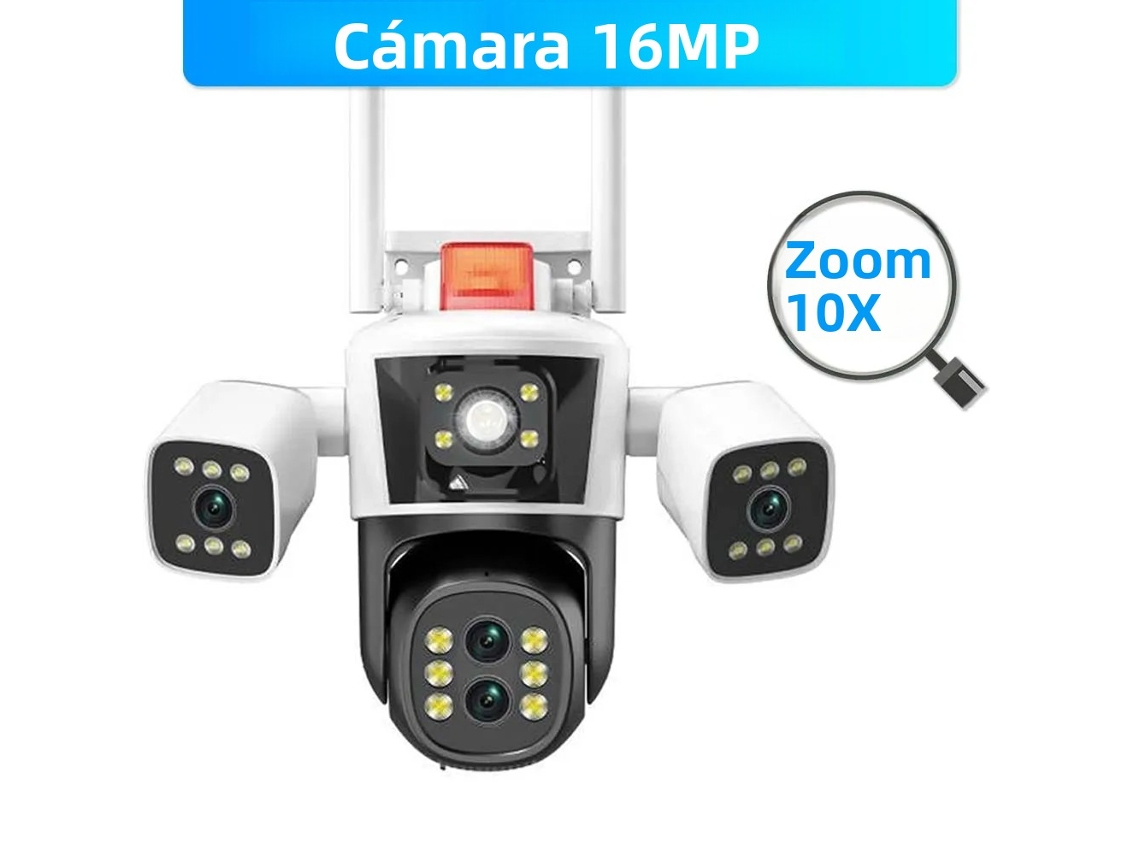 Cámaras de seguridad IP Mdug 8k de 8 MP con Wi-Fi, zoom 10x y cuatro lentes
