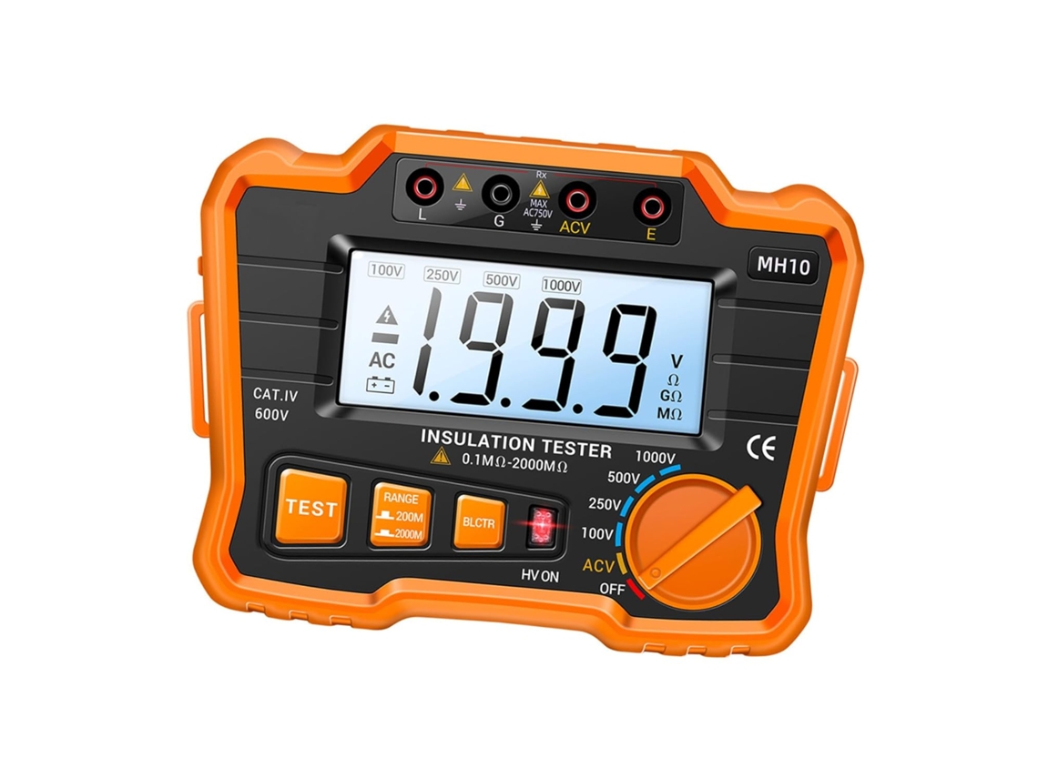 Megóhmetro electrónico digital para pruebas de aislamiento, pantalla LCD, fácil manejo, estuche protector SFUSHOS