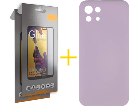 Kit Funda + 2 Protectores de Pantalla Xiaomi Mi 11 Lite 5G SKYHE Liso Morado