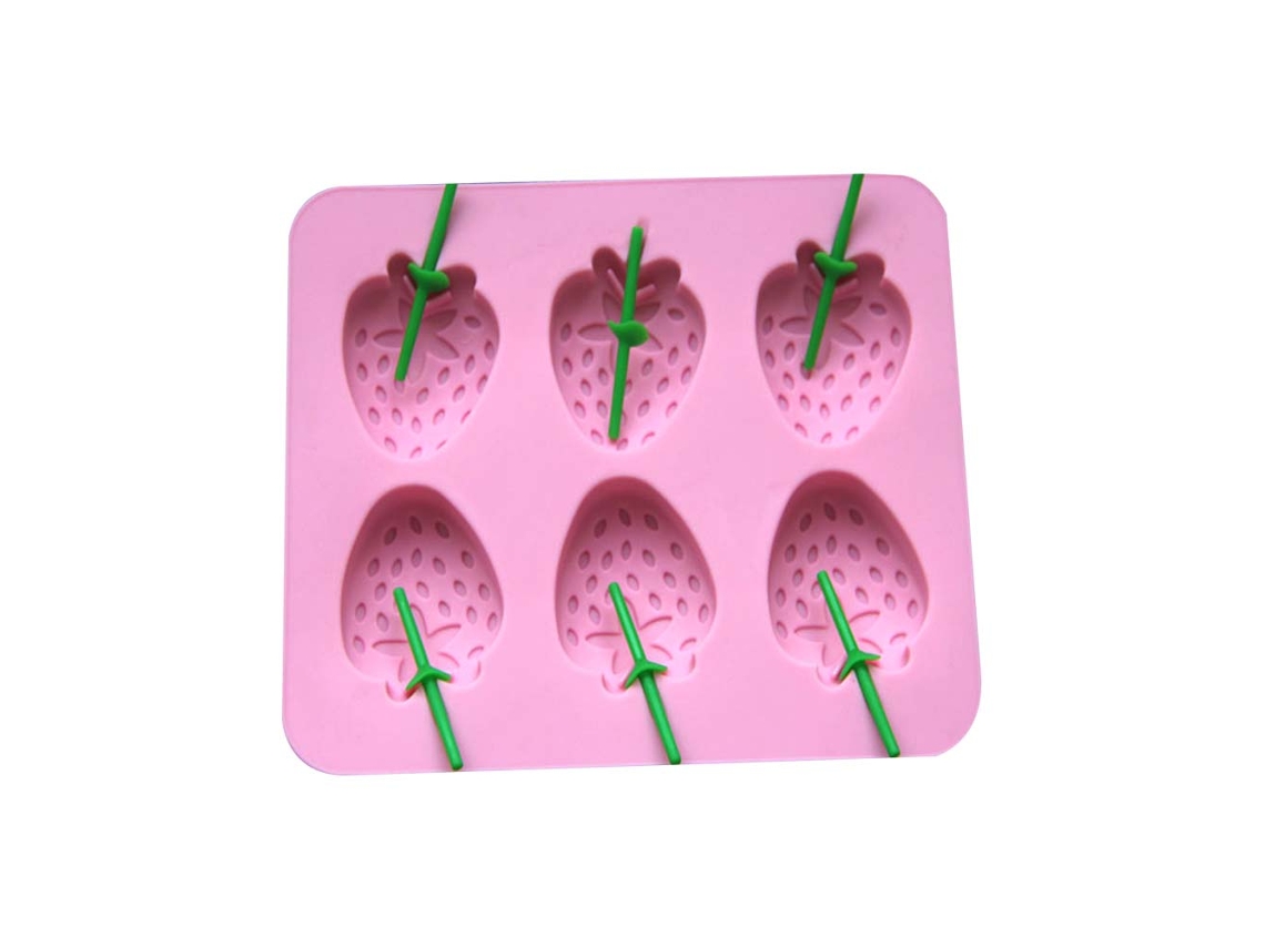 Molde de silicona con forma de fresa para hielo, gelatina, pudín, jabones artesanales y bebidas, color rosa.