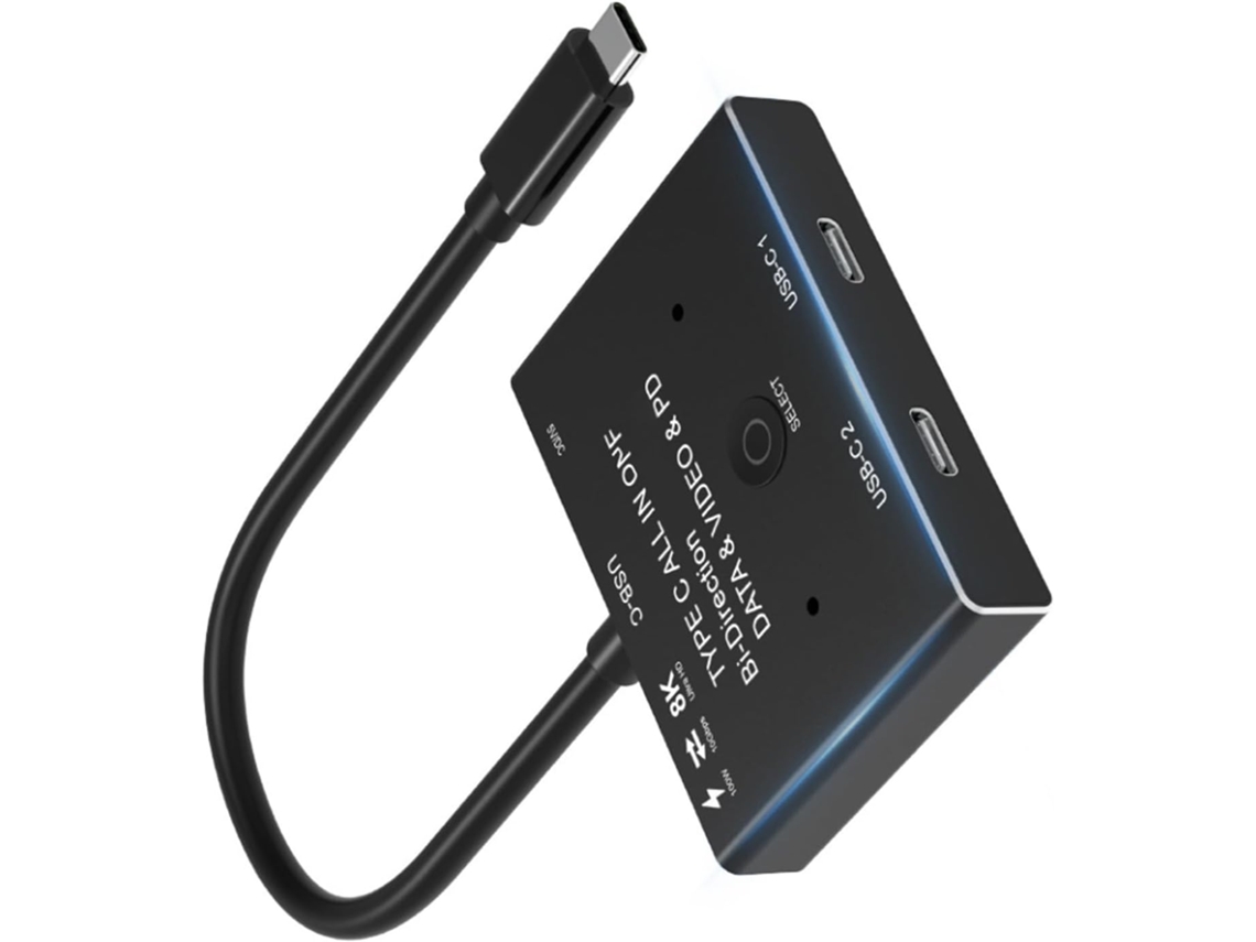 Conmutador Usb-c De Doble Dispositivo 8k A 60 Hz, Conmutación De Pantalla De 10 Gbps Para Cambio De Contenido.