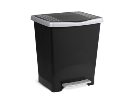 TATAY Millenium - Cubo de Basura de 23L con Apertura a Pedal y Marco Sujeta Bolsas. Negro