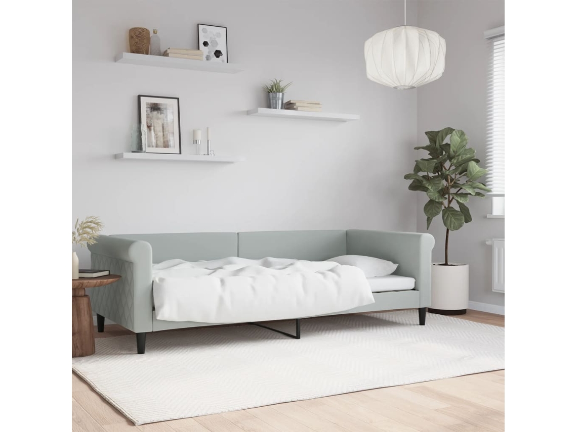 Sofá Cama Sin Colchón Terciopelo Gris Claro 90x200 Cm