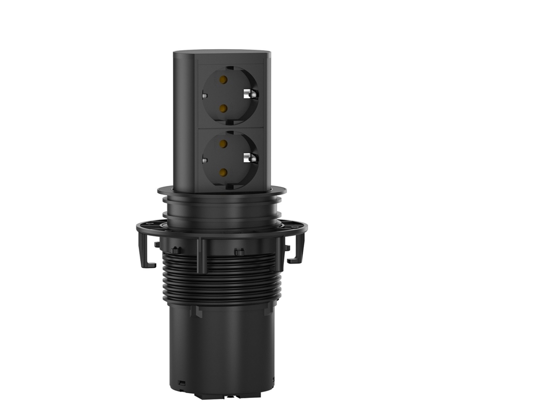 Modulo Enchufes Elevator 2Xschuko Negro Alumio Anod.Negro Mate Pure Black BACHMANN