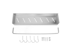 Estante flotante de aluminio para baño, de 50 cm de espacio, para montar en la pared, para cocinas y lavanderías, con gancho.