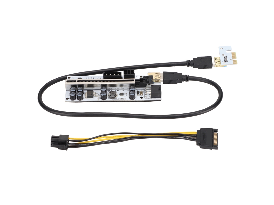 Tarjeta Adaptadora Riser Pcie 1x A 16x Para Gpu Con 8 Capacitores Excicon Y Blindaje Multicapa