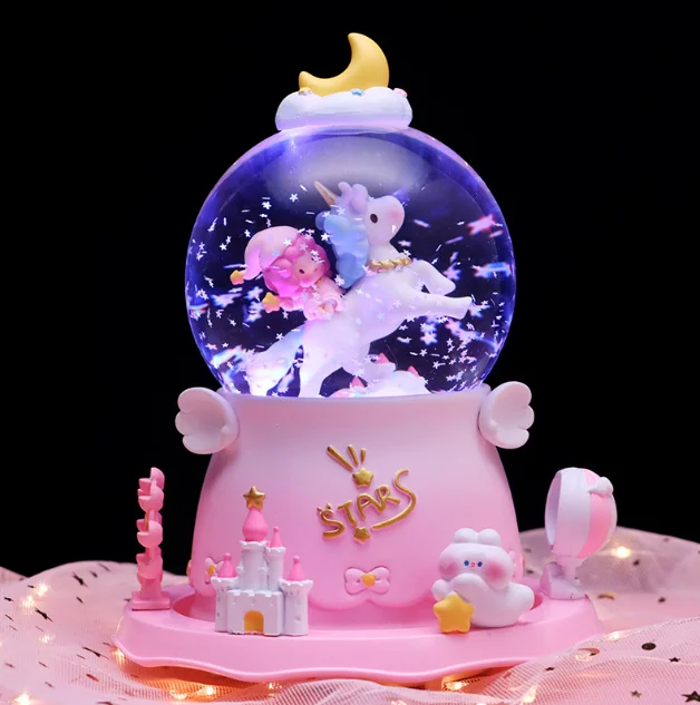 (estilo 24) Caja De Música Con Bola De Cristal Y Luz. Regalo Para El Día De San Valentín.