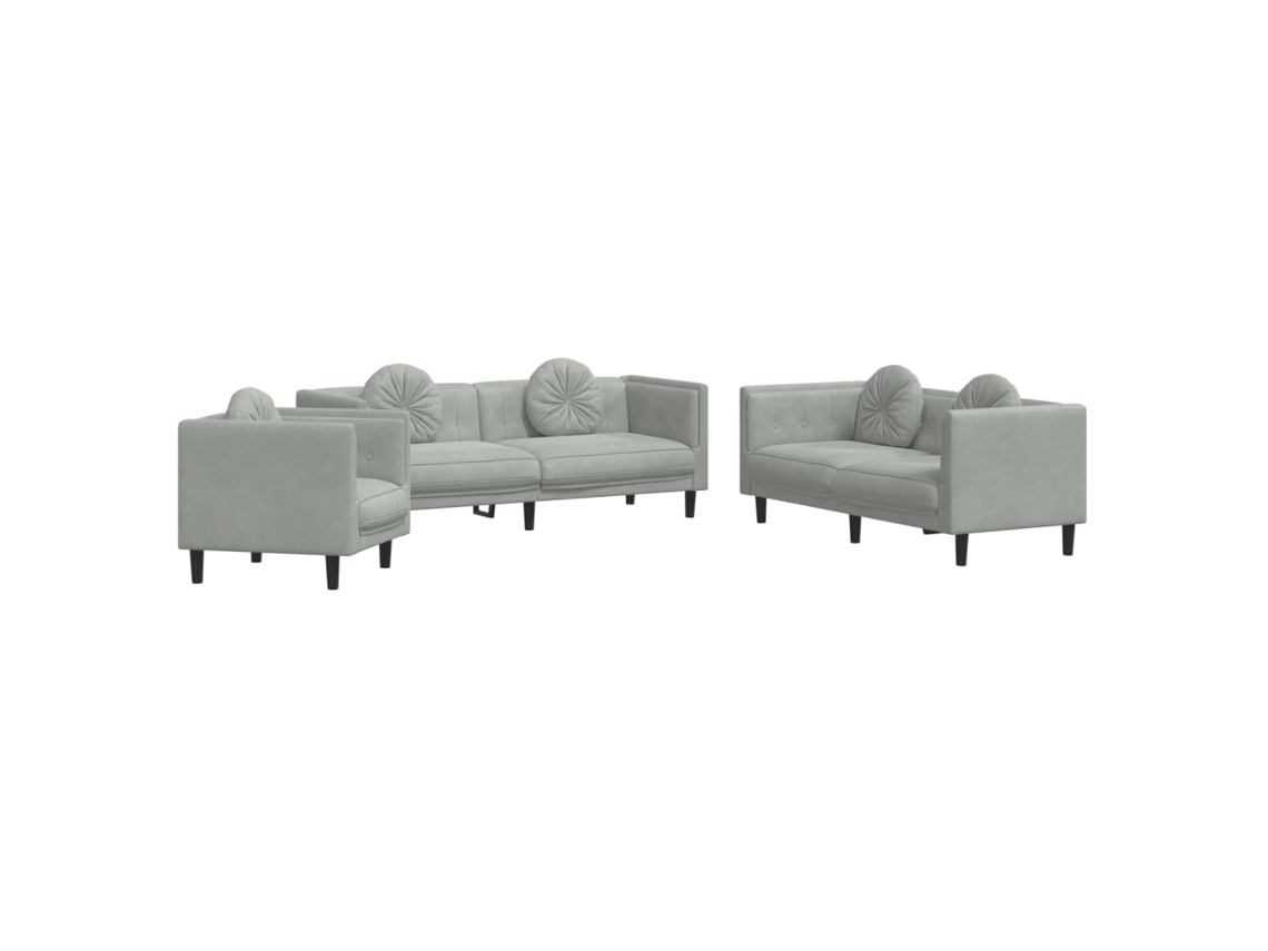 Maison Exclusive - Juego De Sofás Con Cojines 3 Piezas Terciopelo Gris Claro
