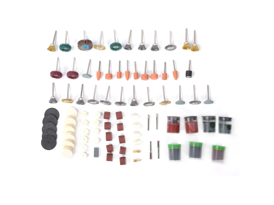 Juego de 262 accesorios para herramientas rotativas: mini taladro, amoladora, pulidora y lijadora.