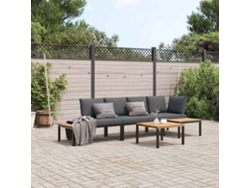 Conjunto de sofás de jardín DKD Home Decor con cojines de aluminio negro