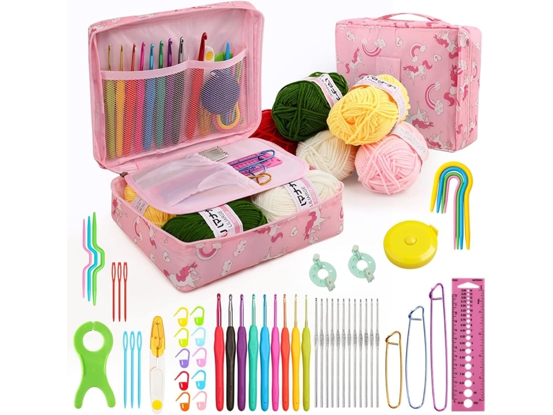 Kit Completo De Agujas Para Principiantes, Agujas De Ganchillo Ergonómicas Con Estuche Y Hilo De Ganchillo, Ushion