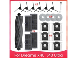 Kit de accesorios Webake para aspiradoras Dreame X40 y L40 Ultra: cepillo lateral principal, filtro HEPA, paño de limpieza, bolsas para polvo.