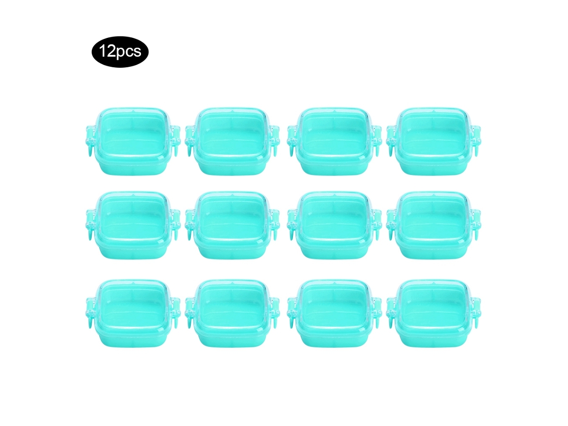 12 Cajas De Plástico Aptas Para Alimentos Con Tapa Azul Laguna Para Guardar Galletas Y Aperitivos.