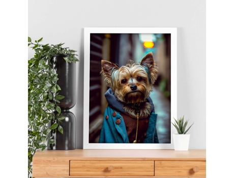 NACNIC Lámina Yorkshire Terrier Curioso En Estilo Fotografía A Todo Color Divertidas Ilustraciones Realistas De Animales Con Ropa Humana