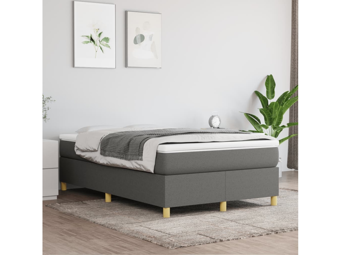Estructura De Cama Sin Colchón Tela Gris Oscuro 120x200 Cm