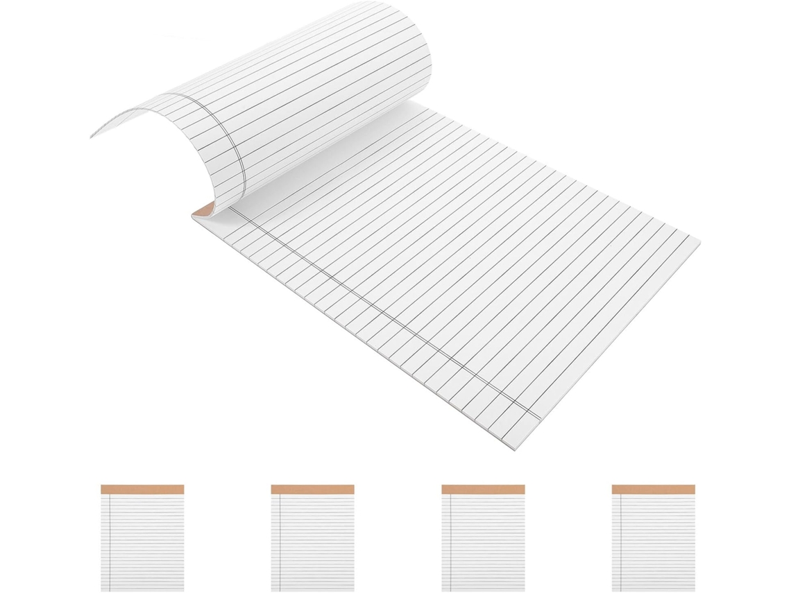 Paquete De 5 Blocs De Notas Legales Perforados, Tamaño Carta 203 X 280 Mm, Papel Blanco Rayado, 30 Páginas Por Bloc.