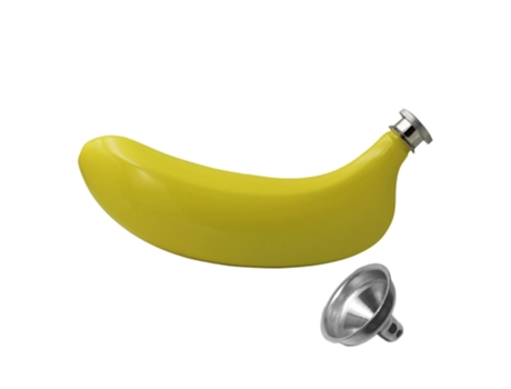 Petaca de acero inoxidable Banana 5 oz. Conjunto amarillo y embudo ZMDECQNA