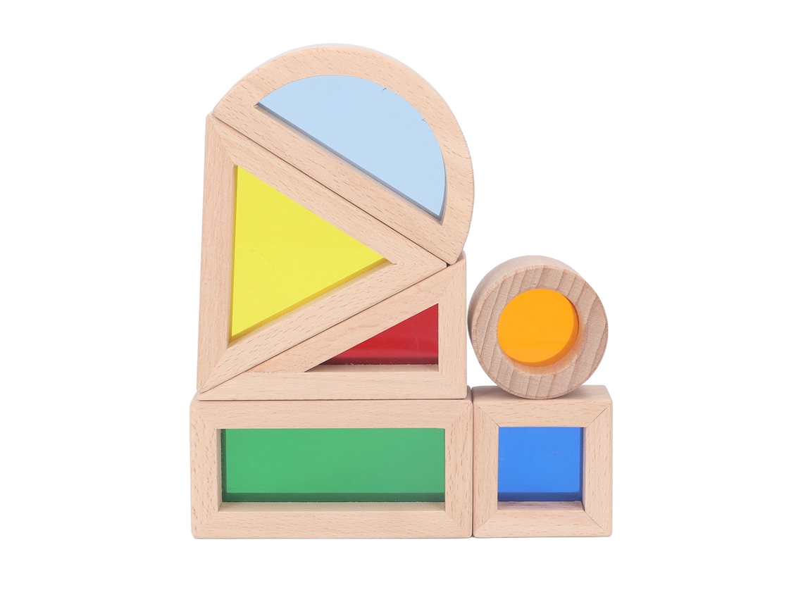 2026 Bloques de madera geométricos transparentes apilables para bebés - Juguete de construcción educativo para el hogar
