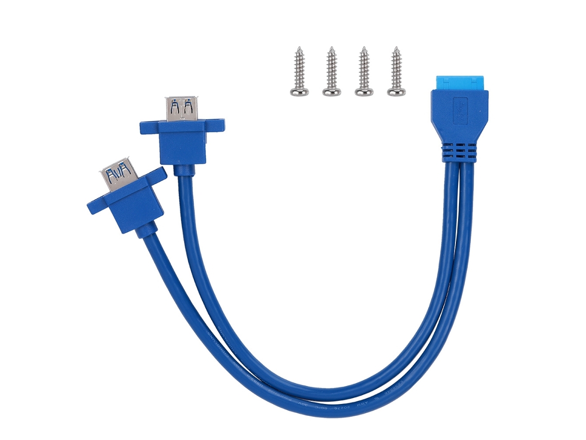 Cable Para Panel Frontal De Placa Base Usb 3.0 De 19 Pines A 2 Af Con Orificio Para Tornillo, 0,3 M