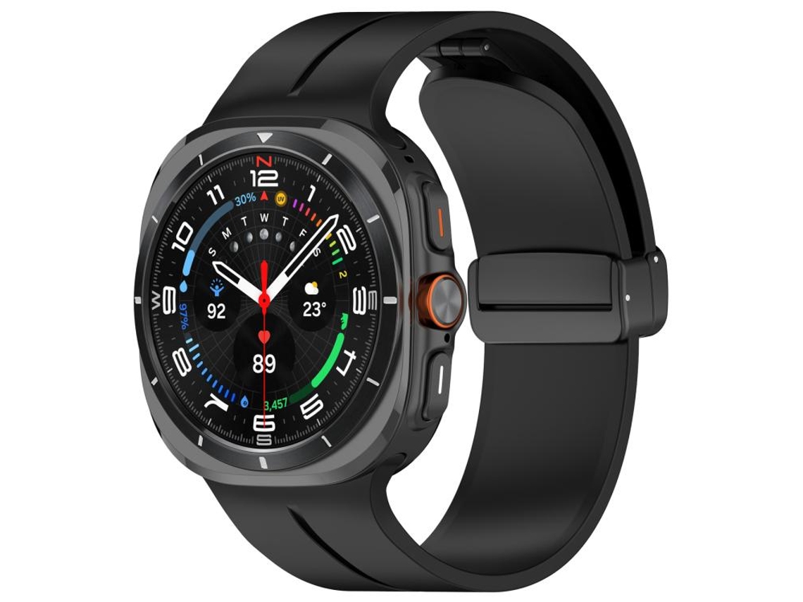 Correa plegable de silicona ultrafina para Samsung Galaxy Watch con hebilla negra y ranuras planas CSYY (47 mm)