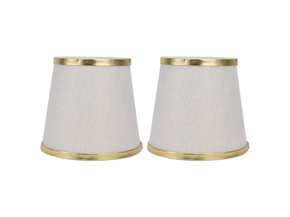 2026-2pcs Toldo De Lampara Estilo Europeo Para Lámpara De Techo Pared E14 Beige Blanco Con Borde Oro Tela