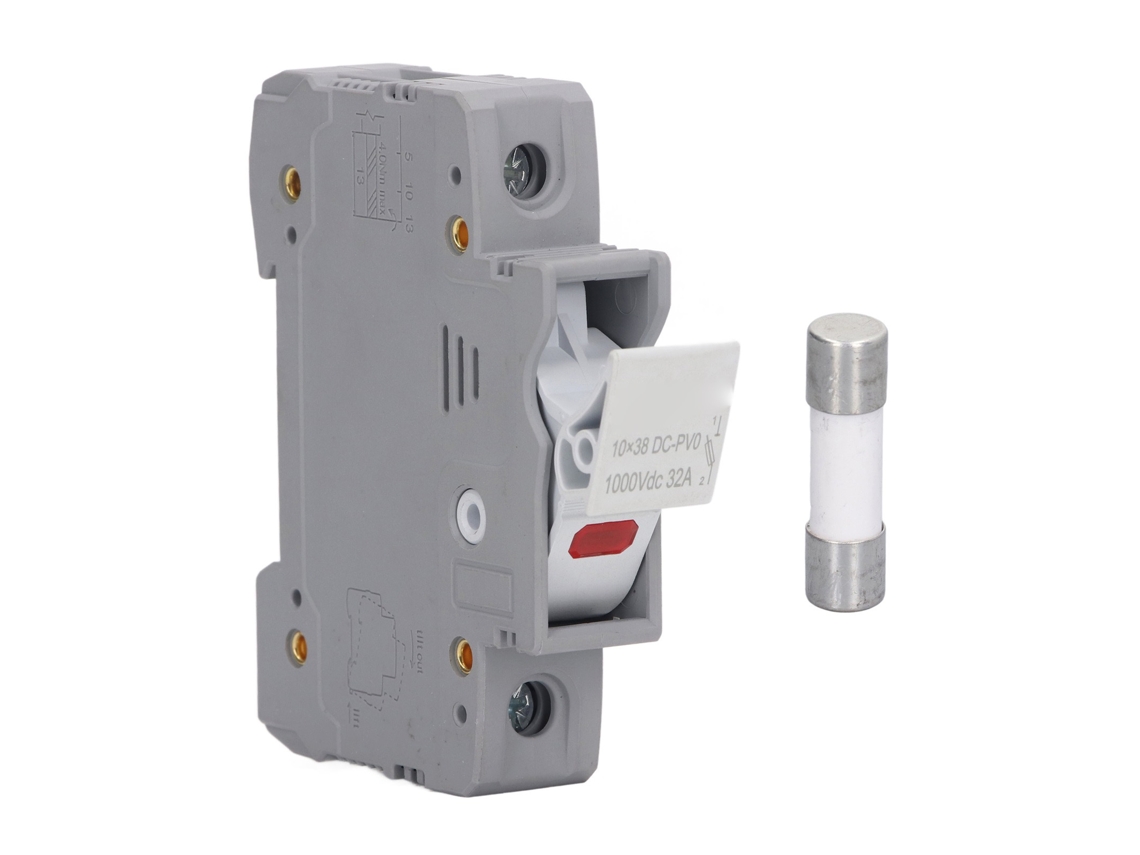 Portafusibles De Cc 1p 32a 10x38mm 1000vdc Para Sistema Fotovoltaico, Montaje En Riel Din