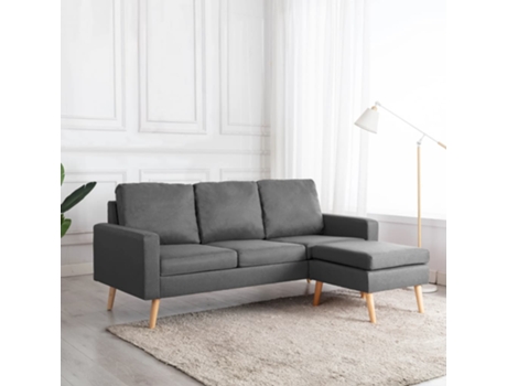 Sofá de 3 plazas con reposapiés de tela gris claro 184 x 76 x 82,5 cm MAISON EXCLUSIVE