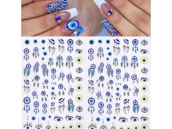 Kit de 2 pegatinas 3D para uñas con diseño de mal de ojo, decoración de uñas para verano.