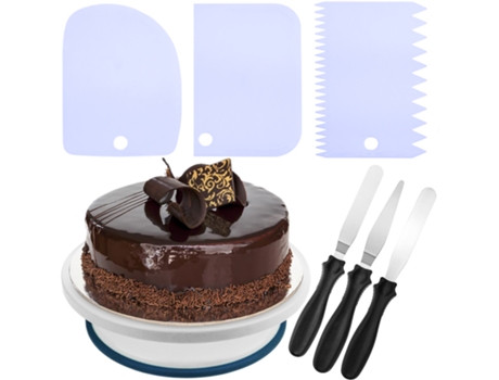 Base Giratória PRIMEMATIK para Tartas con 6 Espátulas Blanco (26 cm)