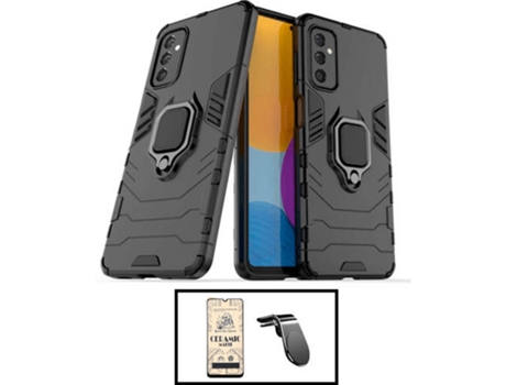 Kit Carcasa Militar Magnética + Protector de Pantalla + Soporte Samsung Galaxy M32 5G G4M Negro