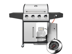Parrilla a gas de 41 pulgadas, 52 000 BTU, construcción de acero inoxidable, color plata OEM