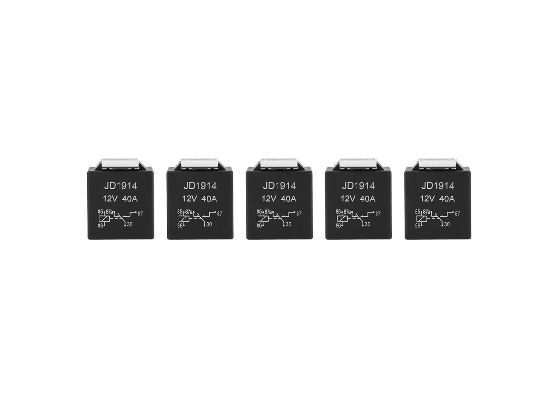 5 Piezas Relé Universal Dc12v 40a 5pin Tipo Conversión Contacto Pieza De Enchufe De Pie Ancho
