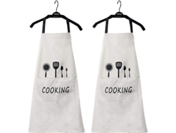 2026da-delantales De Cocina Impermeables Para Mujer Y Hombre Talla Única Con Bolsillo Paquete De 2 Beige
