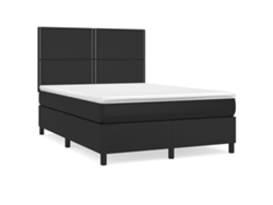 Maison Exclusive - Cama Box Spring Con Colchón Cuero Sintético Negro 140x190 Cm