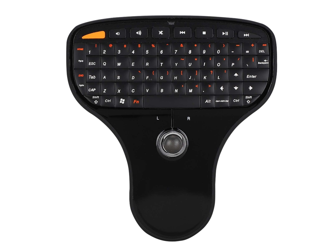 Teclado Trackball Sem Fio 2.4g Qwerty Mini Usb Multimídia N5901 Para Tv E Computador