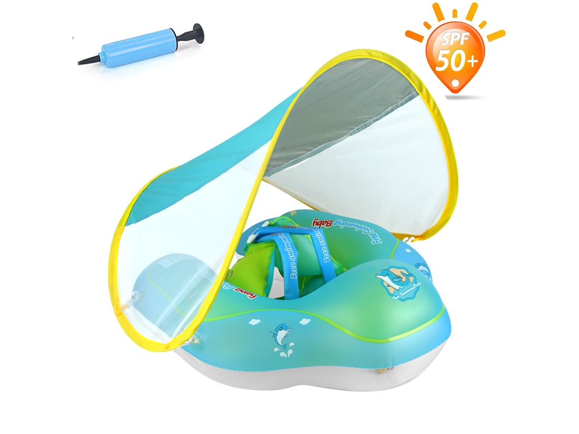 Rebe-flutuador Para Bebês Com Toldo Upf50+ Flutuador De Piscina Bebê Sem Viravolta Anel De Natação Para Bebês
