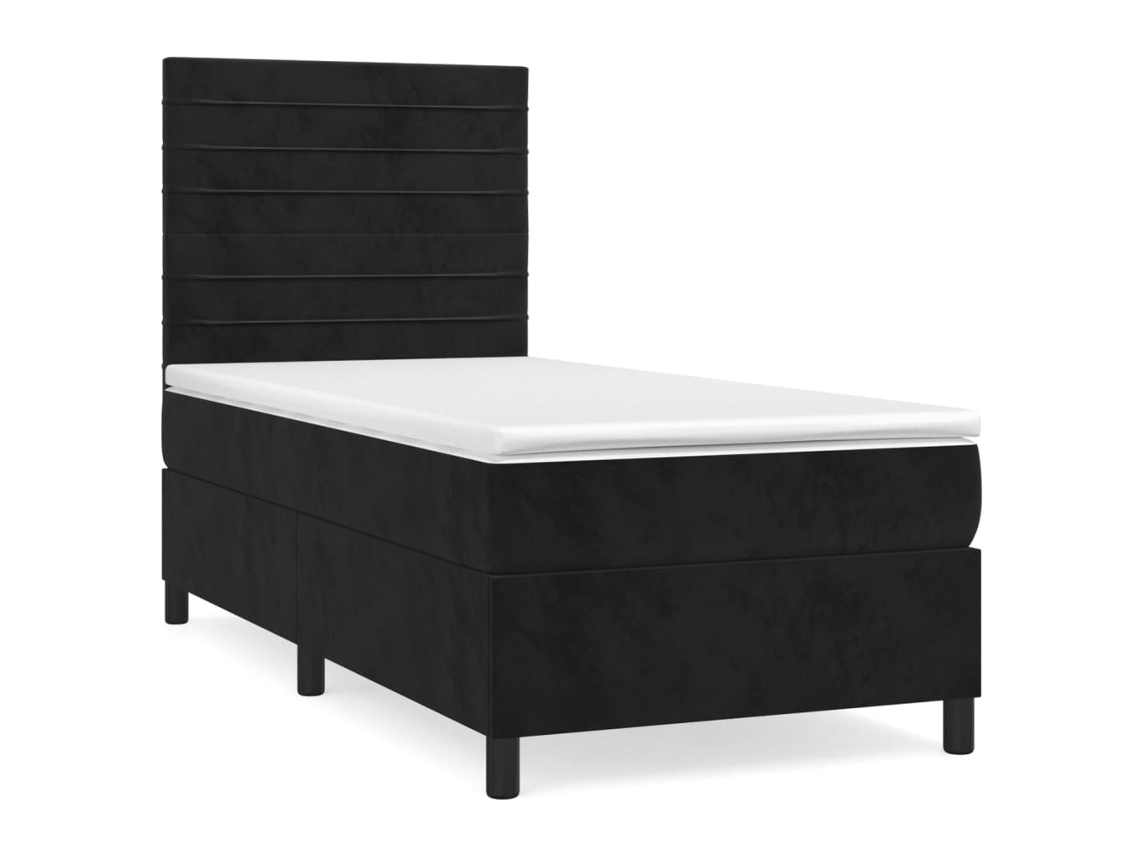 Maison Exclusive - Cama Box Spring Con Colchón Cuero Sintético Negro 90x190 Cm