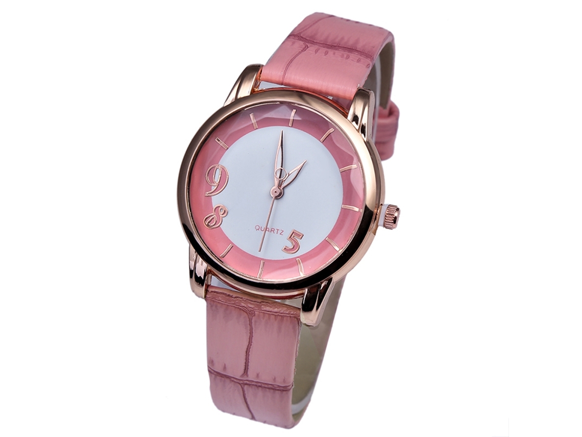 Reloj De Pulsera Para Mujer Zhoulianfa Zlf0280, Correa De Piel Sintética Rosa, Estilo Sencillo, Movimiento De Cuarzo.