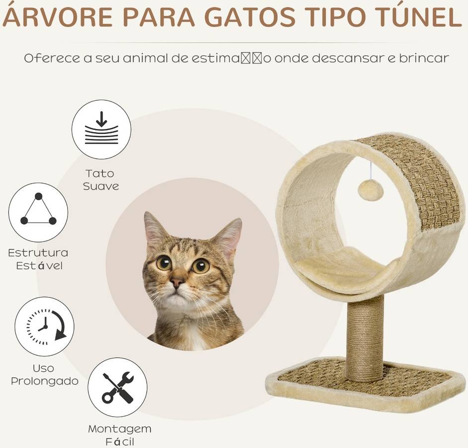 Para Gatos 40x30x56 cm ø32cm torre de con superior poste rascador yute natural juguete colgante