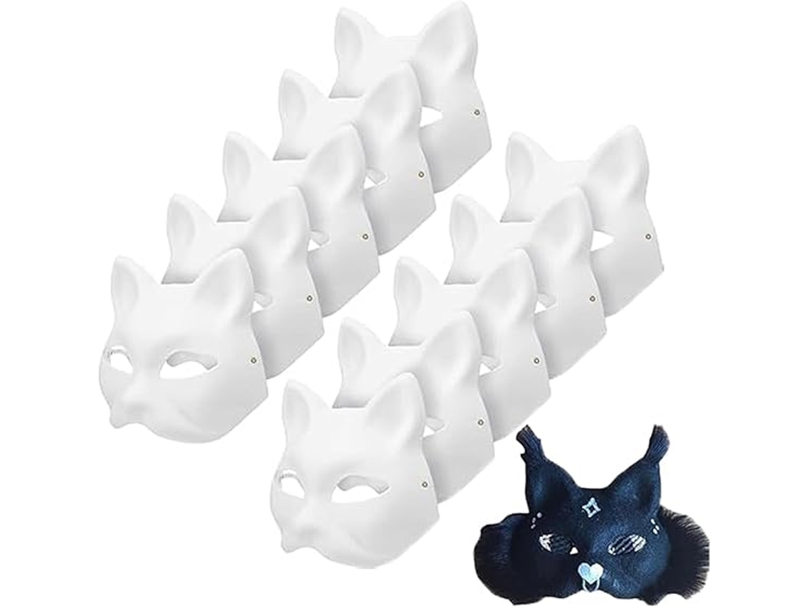 Máscaras de gato (10 unidades) - Ideales para bailes de máscaras, Halloween y juegos de rol infantiles.