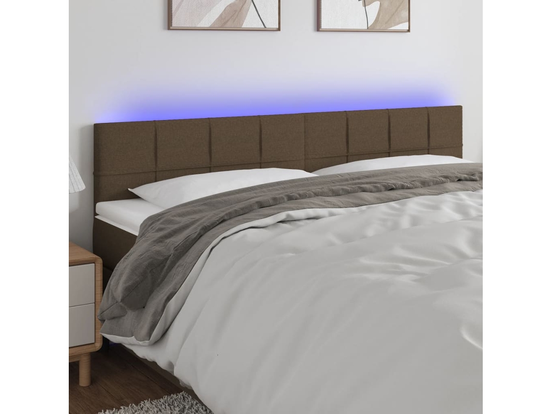Cabecero De Cama | Panel De Cabecero Con Led De Tela Gris Taupe 180x5x78/88 Cm
