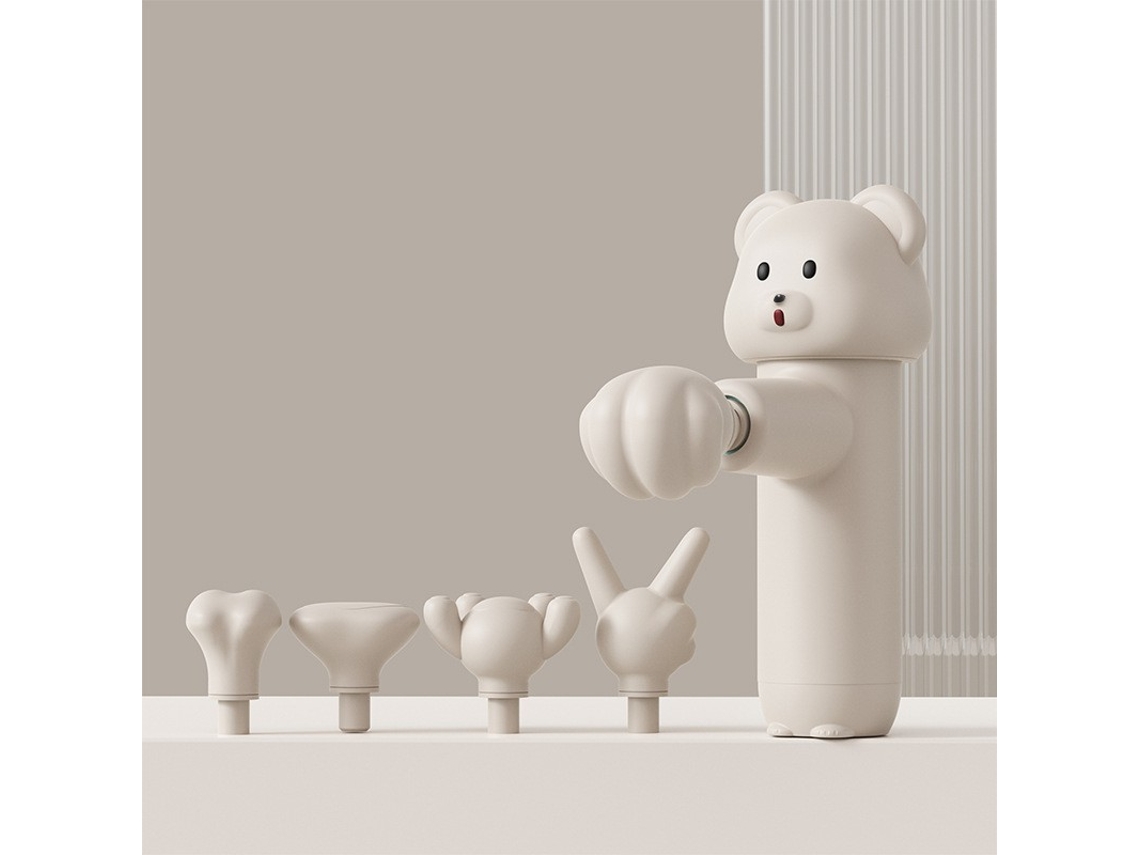 La Mini Pistola De Masaje Bear (incluye 4 Cabezales) Es Excelente Para La Relajación Muscular Y Un Regalo Ideal Para Mujeres. Es Compacta, R