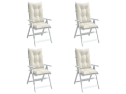 Cojines Silla Respaldo Alto 4 Uds Tela Crema Melange 120x50x7cm