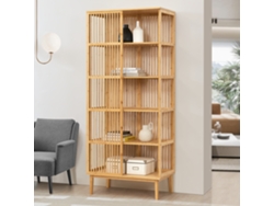 Estantería de pie Trundholm de 5 niveles bambú 185 x 80 x 45 cm Color natural [EN.CASA]
