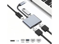 (4 En 1 Hdtv*2 Pd Usb) Hub Con Soporte 4k 60hz, Type-c Extensión Dock Para Macbook, Laptop, Teléfono Móvil Y Pc