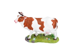Adorno De Vaca De Resina Marrón Y Blanca, Figura De Animal Para La Decoración Del Hogar, Jardín Y Bonsáis.