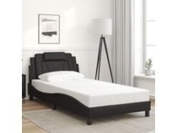 Estructura De Cama Sin Colchón Cuero Sintético Negro 100x200 Cm