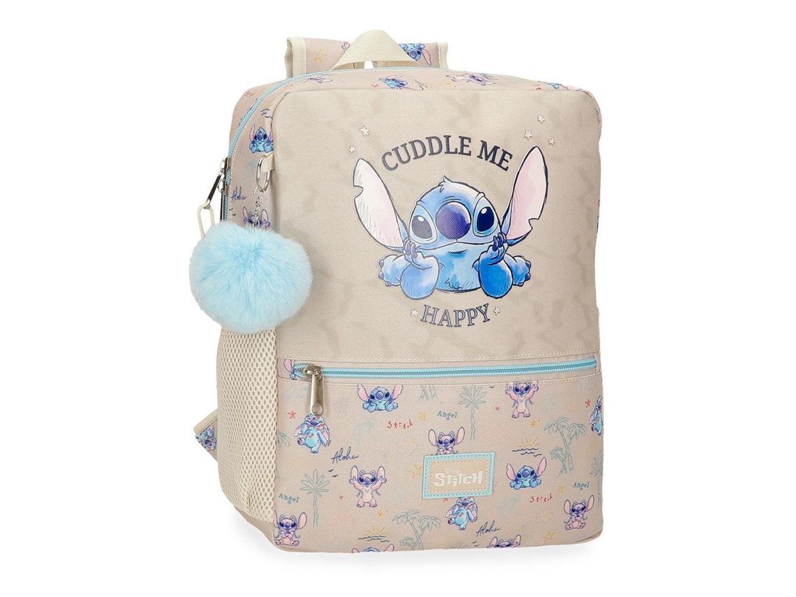 Mochila escolar Disney de poliéster beige Stitch Me Happy