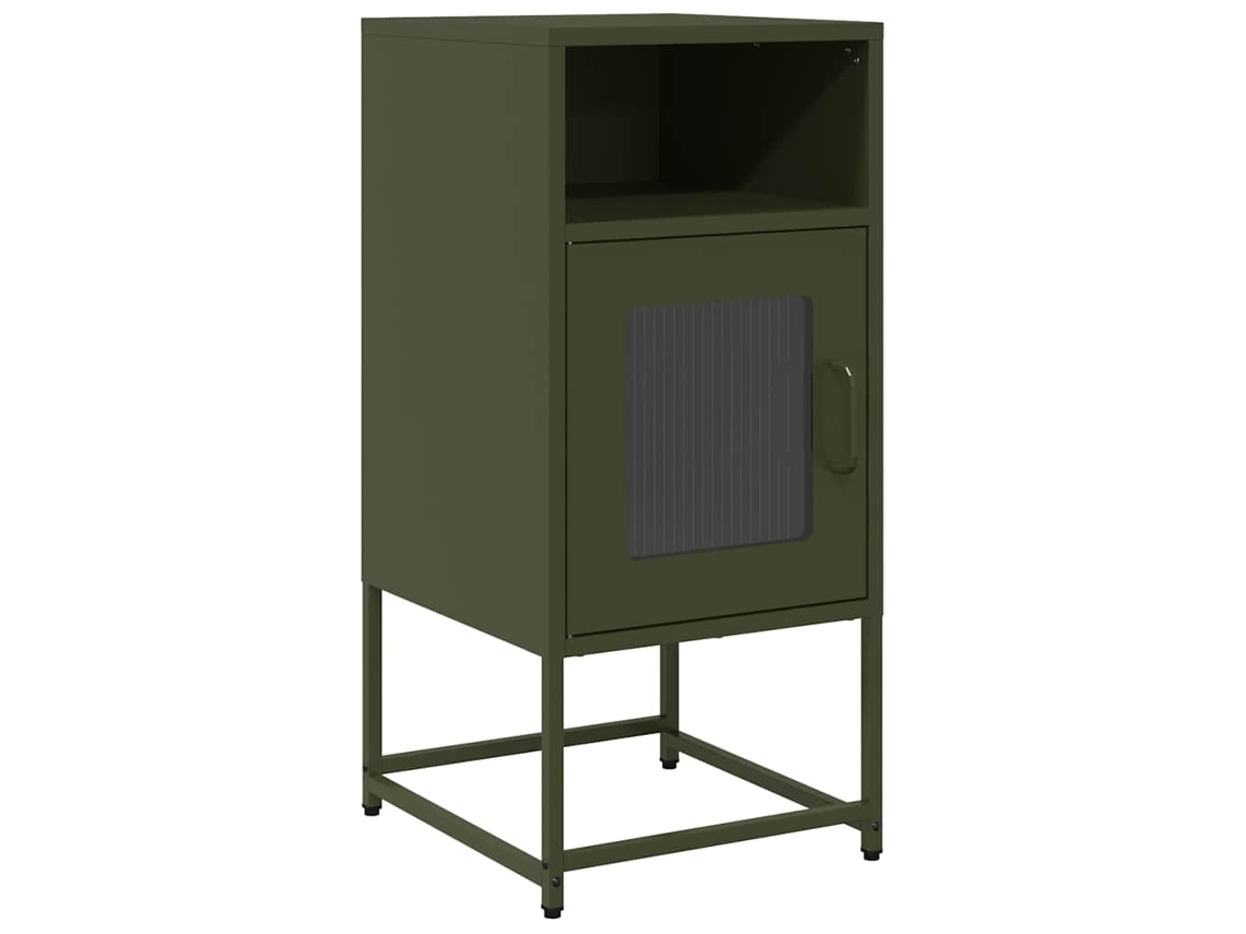 Maison Exclusive - Mesita De Noche De Acero Laminado Verde Oliva 36x39x78 Cm